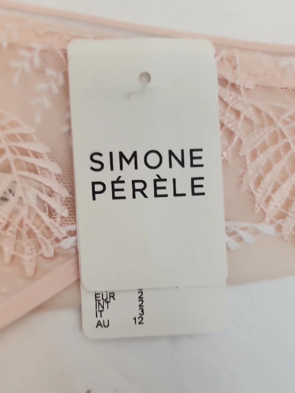 Simone Perele Blush Pink Lace Thong Sheer Embroidered Floral Panty Small NWT